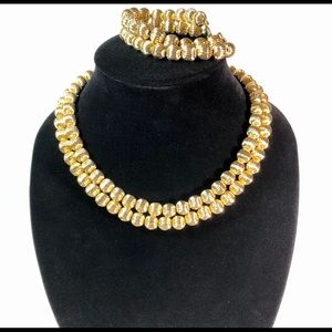Vintage gold tone 2-strand choker and bracelet
